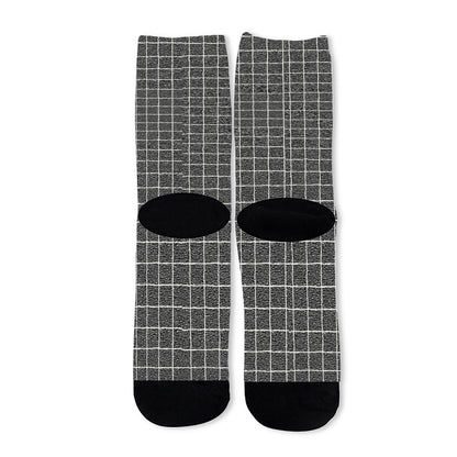 Noisy Windowpane Pattern Print Long Socks