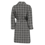 Noisy Windowpane Pattern Print Men's Bathrobe
