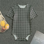 Noisy Windowpane Pattern Print Men's Bodysuit