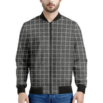 Noisy Windowpane Pattern Print Men's Bomber Jacket