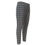 Noisy Windowpane Pattern Print Men's Compression Pants