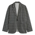 Noisy Windowpane Pattern Print Men's Cotton Blazer