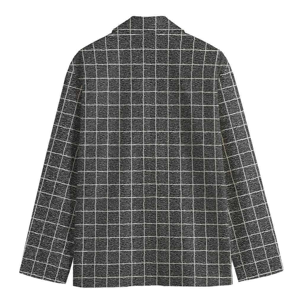 Noisy Windowpane Pattern Print Men's Cotton Blazer