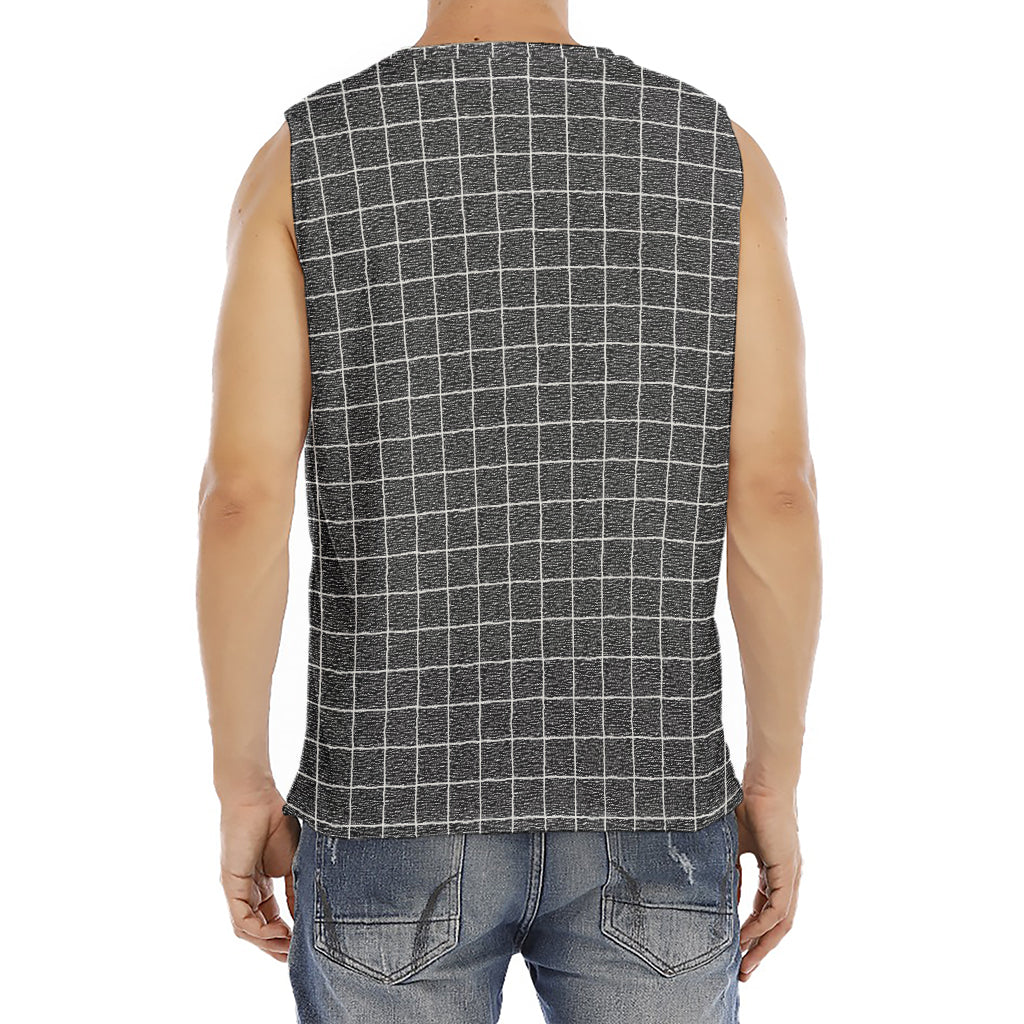Noisy Windowpane Pattern Print Men's Fitness Tank Top