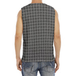 Noisy Windowpane Pattern Print Men's Fitness Tank Top