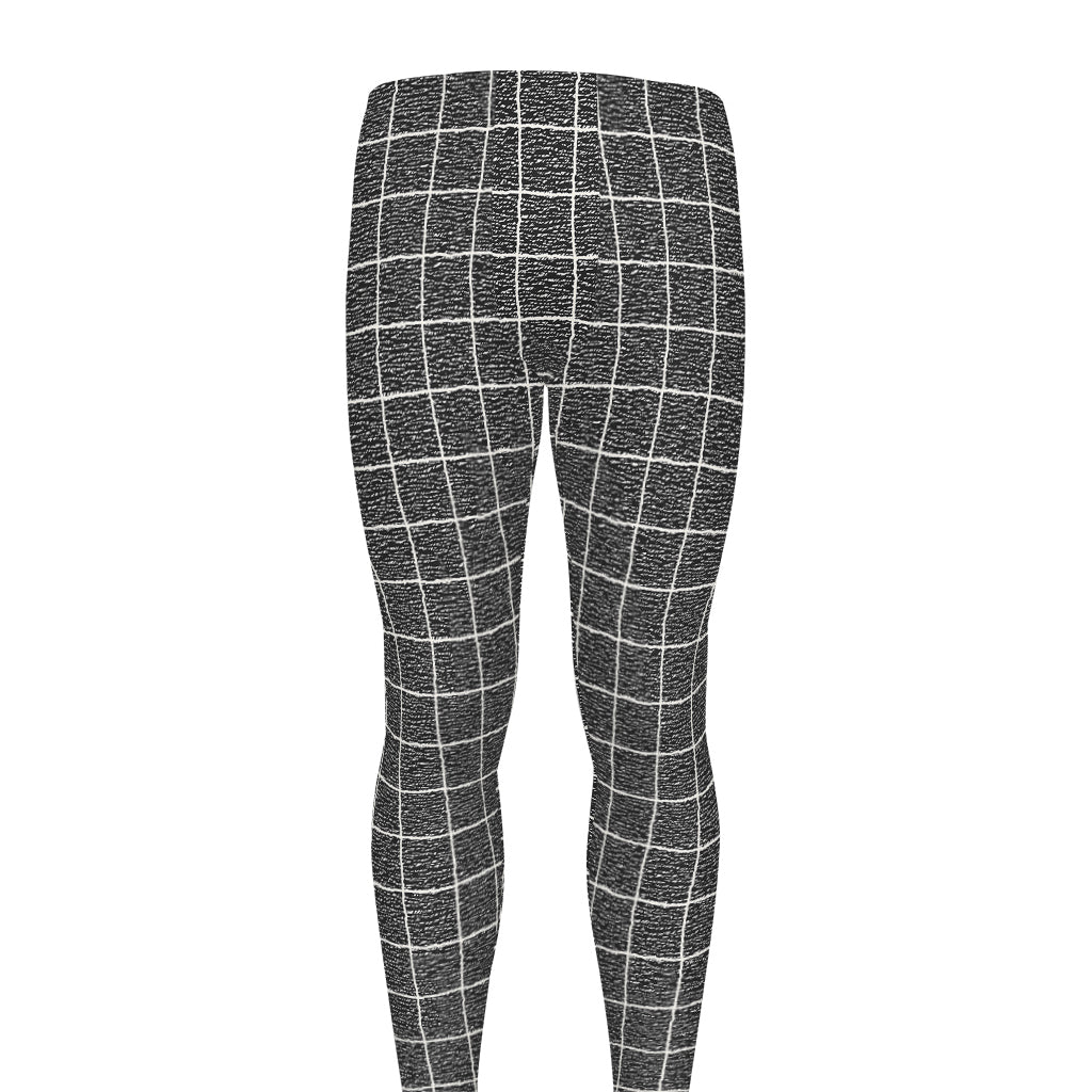 Noisy Windowpane Pattern Print Men's leggings