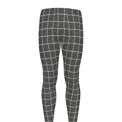 Noisy Windowpane Pattern Print Men's leggings