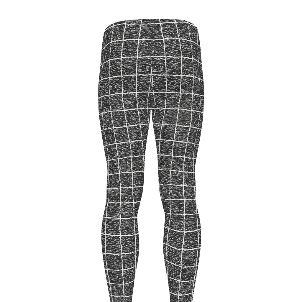 Noisy Windowpane Pattern Print Men's leggings