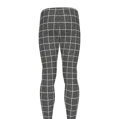 Noisy Windowpane Pattern Print Men's leggings