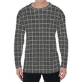 Noisy Windowpane Pattern Print Men's Long Sleeve T-Shirt