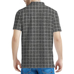 Noisy Windowpane Pattern Print Men's Polo Shirt