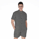 Noisy Windowpane Pattern Print Men's Rompers