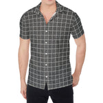 Noisy Windowpane Pattern Print Men's Shirt