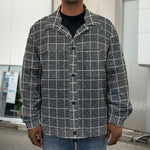 Noisy Windowpane Pattern Print Men's Shirt Jacket