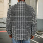 Noisy Windowpane Pattern Print Men's Shirt Jacket