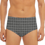 Noisy Windowpane Pattern Print Men's Triangle Swim Briefs