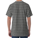 Noisy Windowpane Pattern Print Men's Velvet T-Shirt