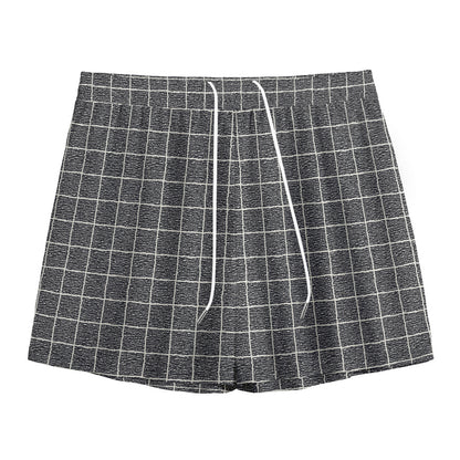Noisy Windowpane Pattern Print Mesh Shorts