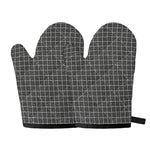 Noisy Windowpane Pattern Print Oven Mitts