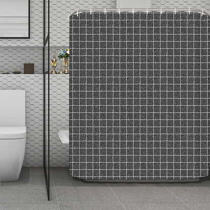 Noisy Windowpane Pattern Print Polyester Shower Curtain