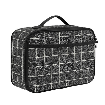 Noisy Windowpane Pattern Print Portable Lunch Bag