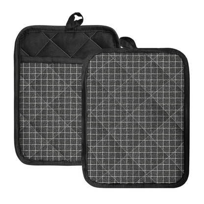 Noisy Windowpane Pattern Print Pot Holders With Pocket