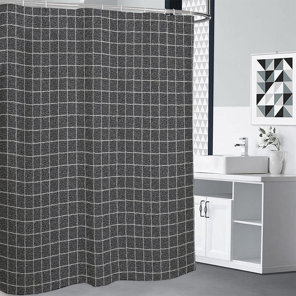 Noisy Windowpane Pattern Print Premium Shower Curtain