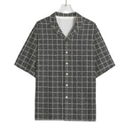 Noisy Windowpane Pattern Print Rayon Hawaiian Shirt