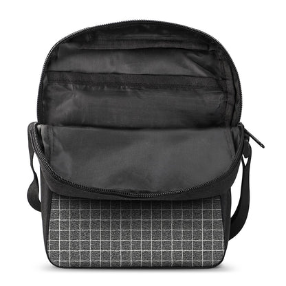 Noisy Windowpane Pattern Print Rectangular Crossbody Bag