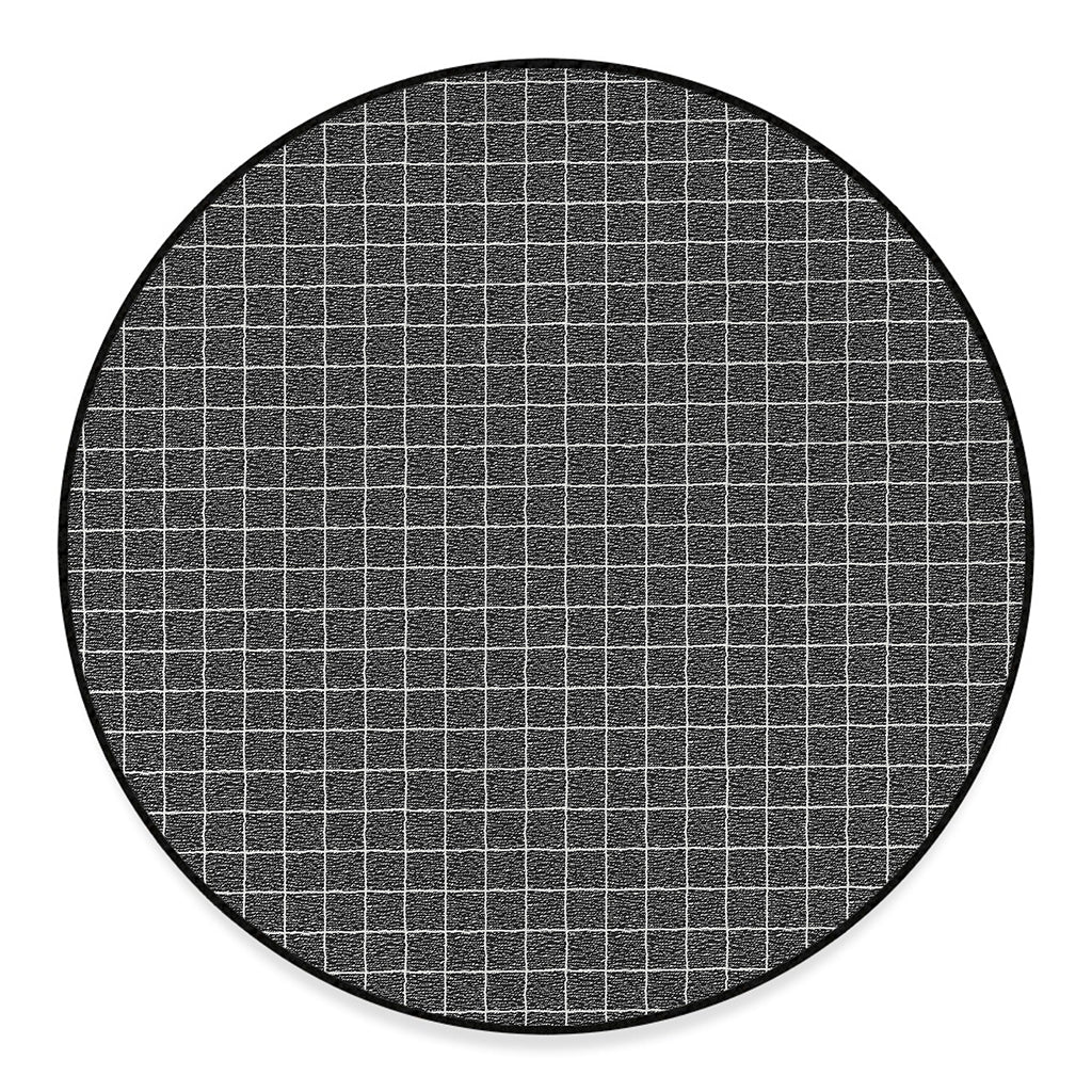 Noisy Windowpane Pattern Print Round Floor Mat