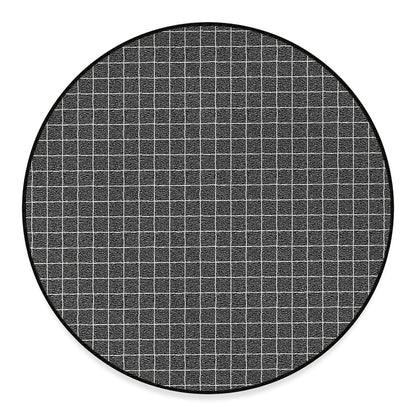 Noisy Windowpane Pattern Print Round Floor Mat