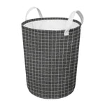 Noisy Windowpane Pattern Print Round Laundry Basket