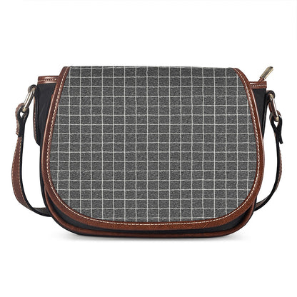 Noisy Windowpane Pattern Print Saddle Bag