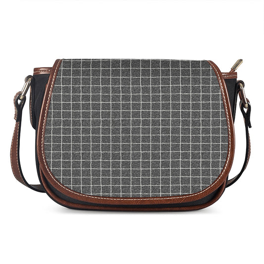 Noisy Windowpane Pattern Print Saddle Bag
