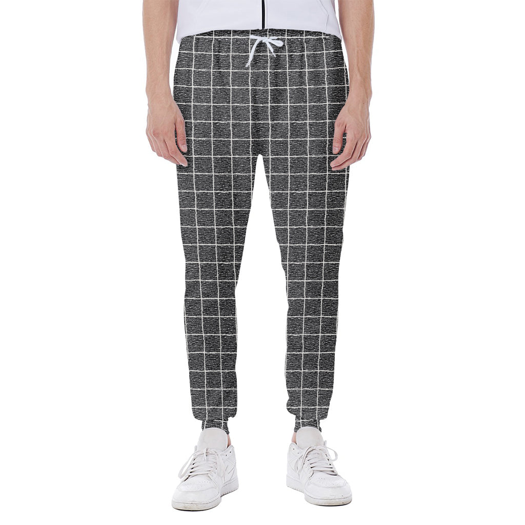 Noisy Windowpane Pattern Print Scuba Joggers