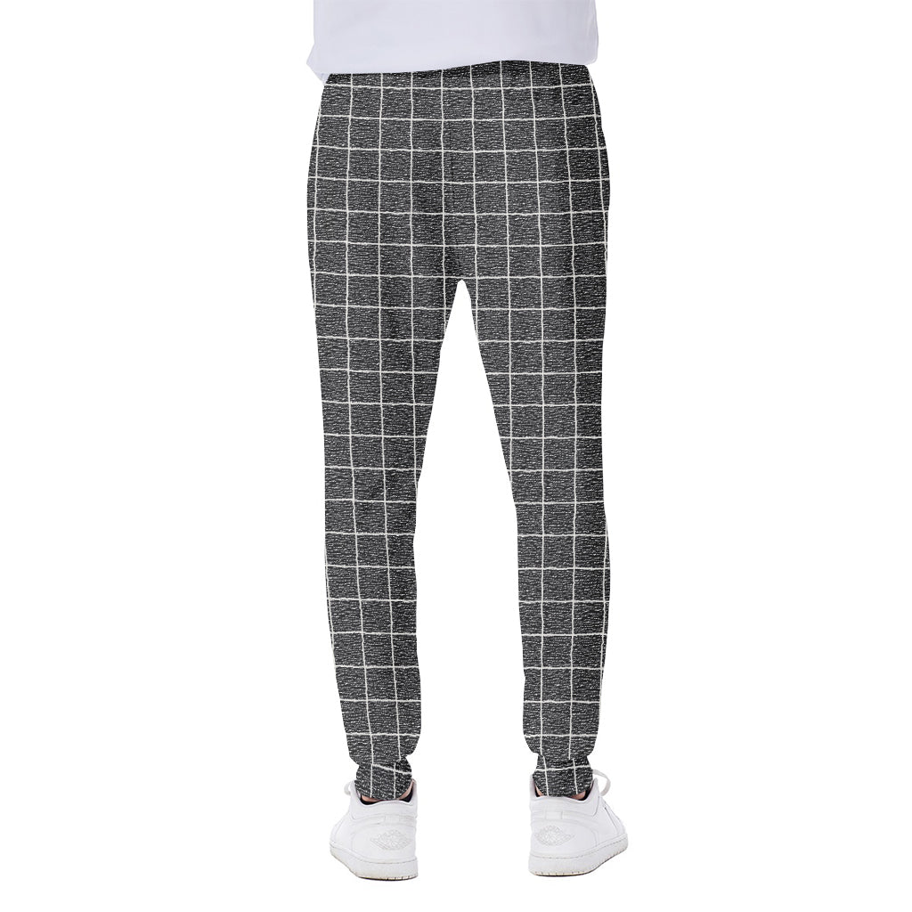 Noisy Windowpane Pattern Print Scuba Joggers
