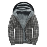 Noisy Windowpane Pattern Print Sherpa Lined Zip Up Hoodie