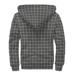 Noisy Windowpane Pattern Print Sherpa Lined Zip Up Hoodie