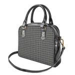 Noisy Windowpane Pattern Print Shoulder Handbag