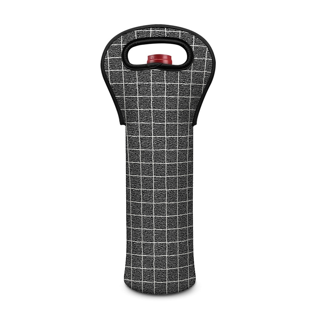Noisy Windowpane Pattern Print Single Neoprene Wine Tote