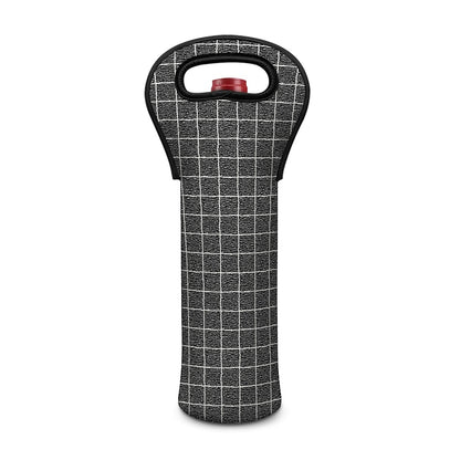 Noisy Windowpane Pattern Print Single Neoprene Wine Tote