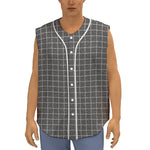 Noisy Windowpane Pattern Print Sleeveless Baseball Jersey