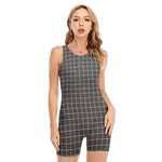 Noisy Windowpane Pattern Print Sleeveless One Piece Swimsuit