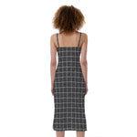 Noisy Windowpane Pattern Print Slim Fit Midi Cami Dress