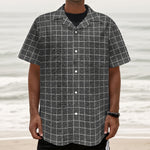 Noisy Windowpane Pattern Print Textured Short Sleeve Shirt