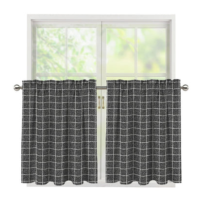 Noisy Windowpane Pattern Print Tier Curtains