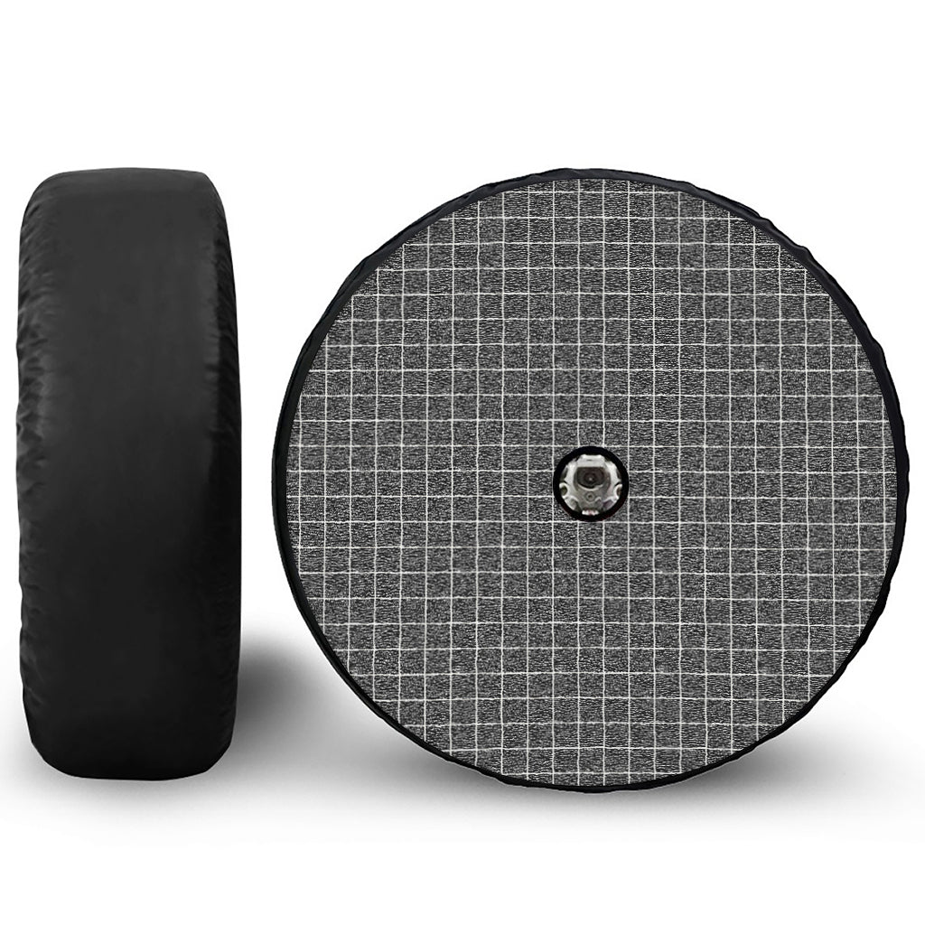 Noisy Windowpane Pattern Print Tire Cover With Camera Hole