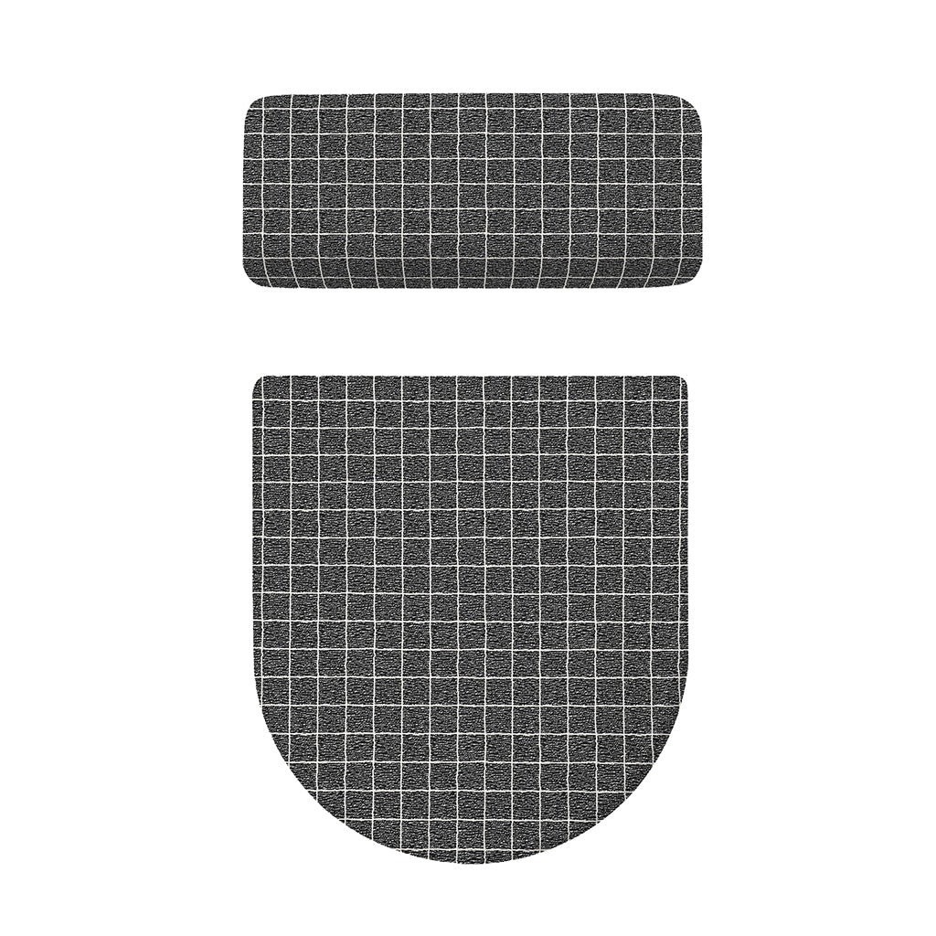 Noisy Windowpane Pattern Print Toilet Lid And Tank Cover Set