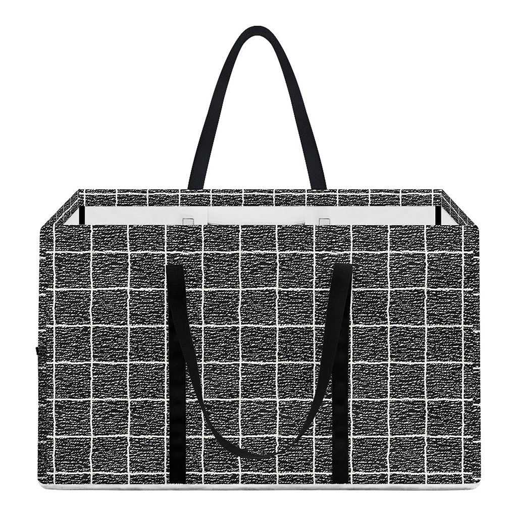 Noisy Windowpane Pattern Print Utility Tote Bag