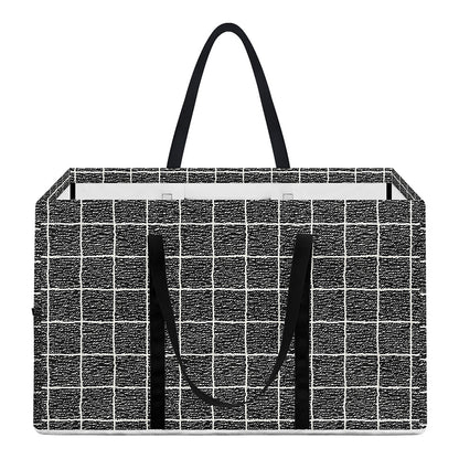 Noisy Windowpane Pattern Print Utility Tote Bag